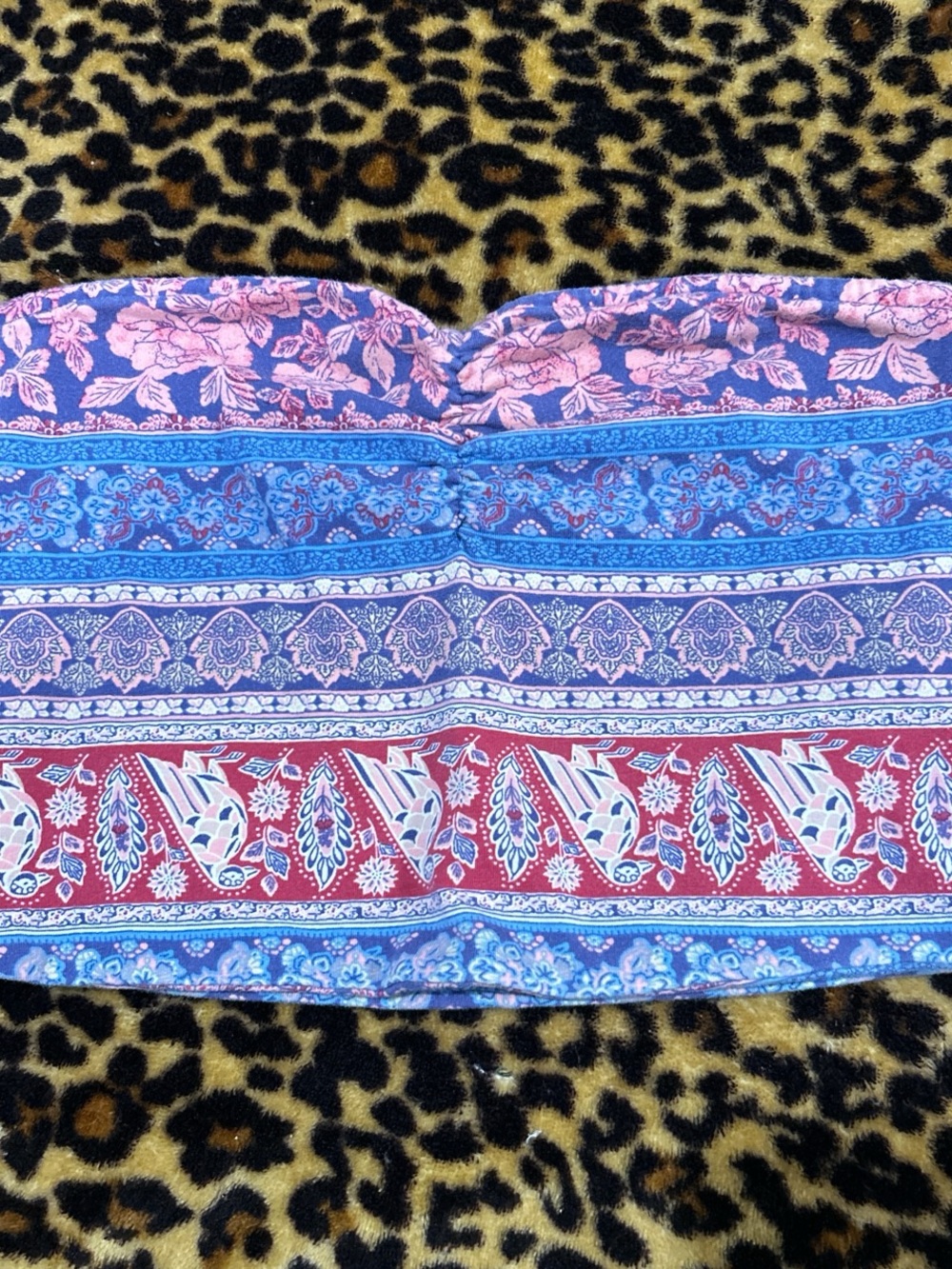 Intricate Floral Designed Striped Tube Top